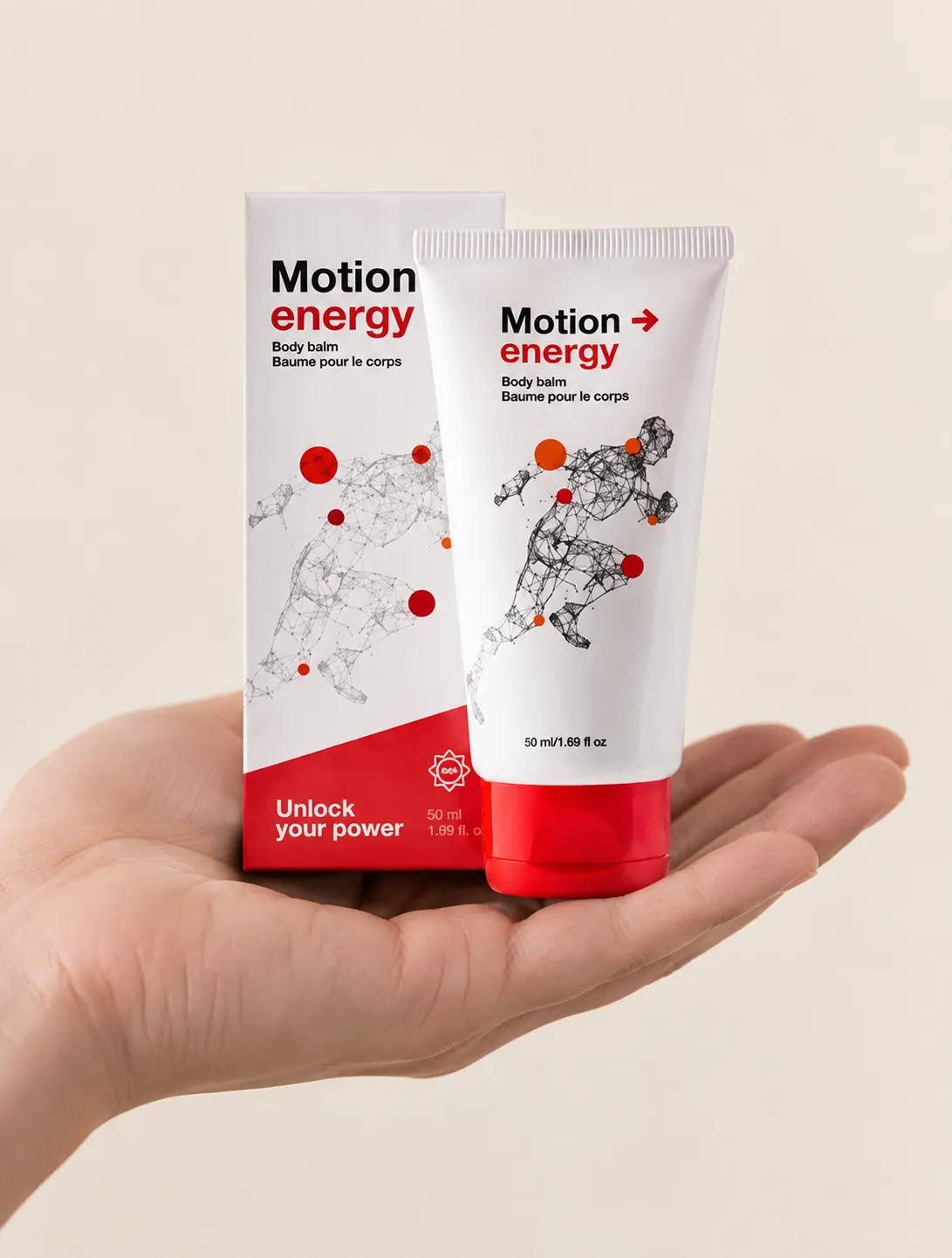 Motion Energy — the package held in a hand