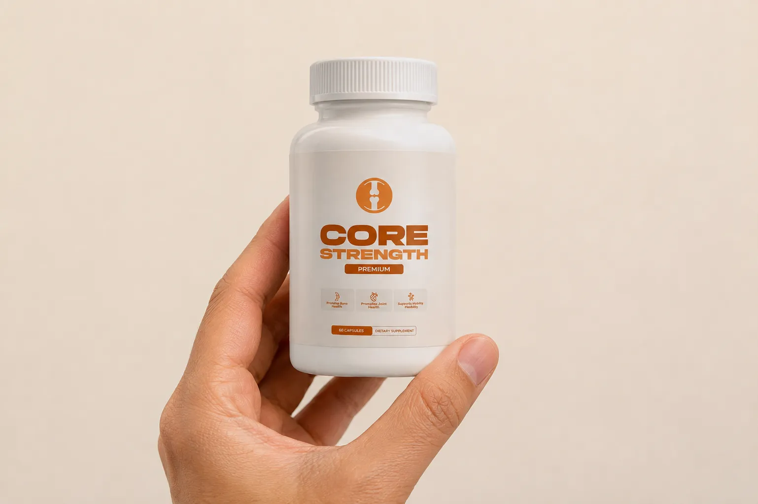 CoreStrength — the package held in a hand
