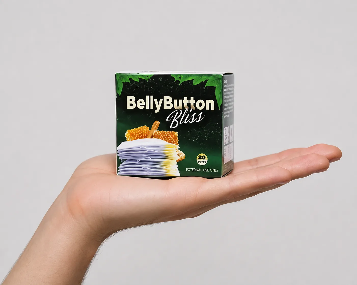 Belly Button Bliss — the package held in a hand
