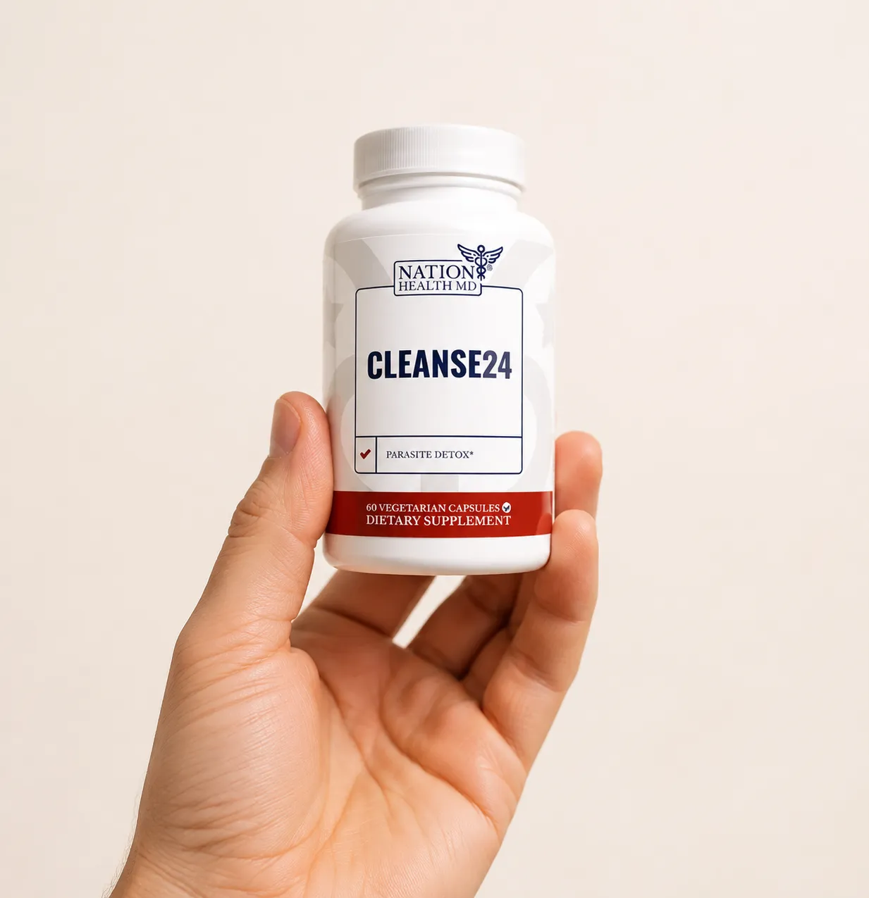 Cleanse 24 VSL — the package held in a hand