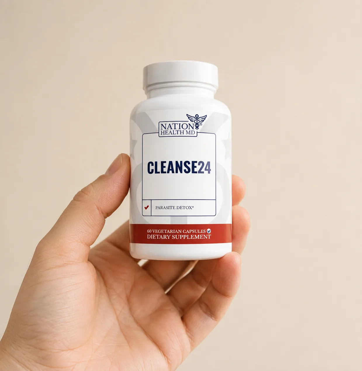 Cleanse 24 — the package held in a hand