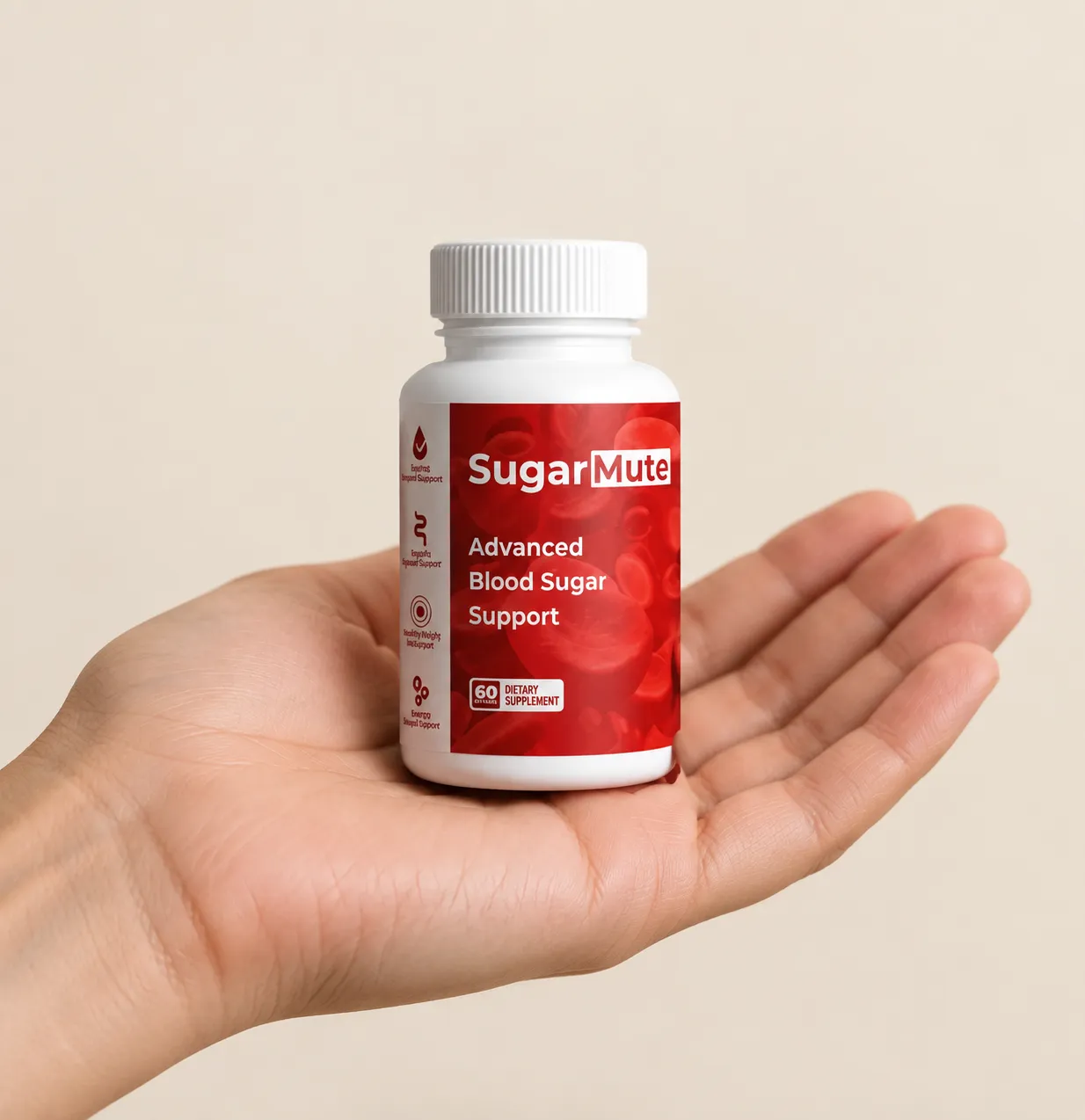 SugarMute — the package held in a hand